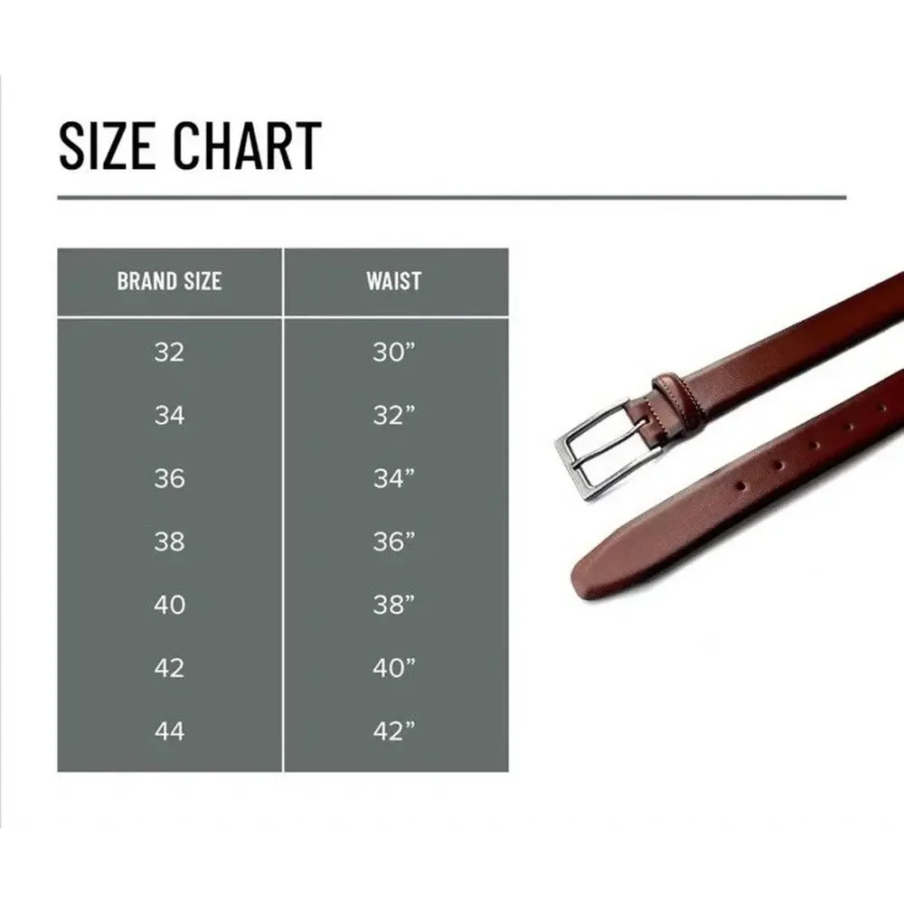Florsheim Mens Genuine Leather Dress Belt 33mm Width Brushed Silver Buckle Brown